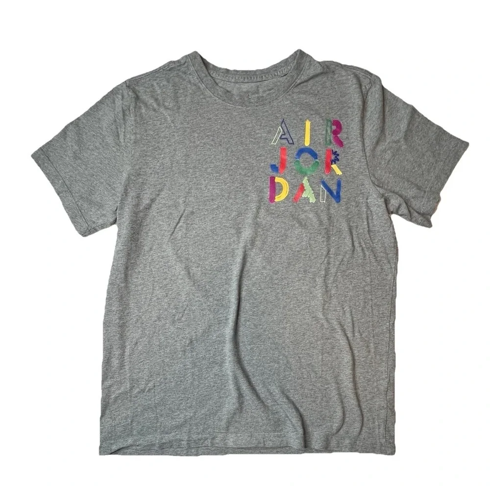 Air Jordan The Cradle Pop Art Colorful Graphic T-Shirt Gray Men's Small